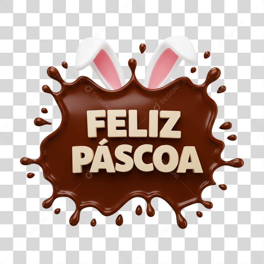 Selo 3D Feliz Páscoa PNG Transparente
