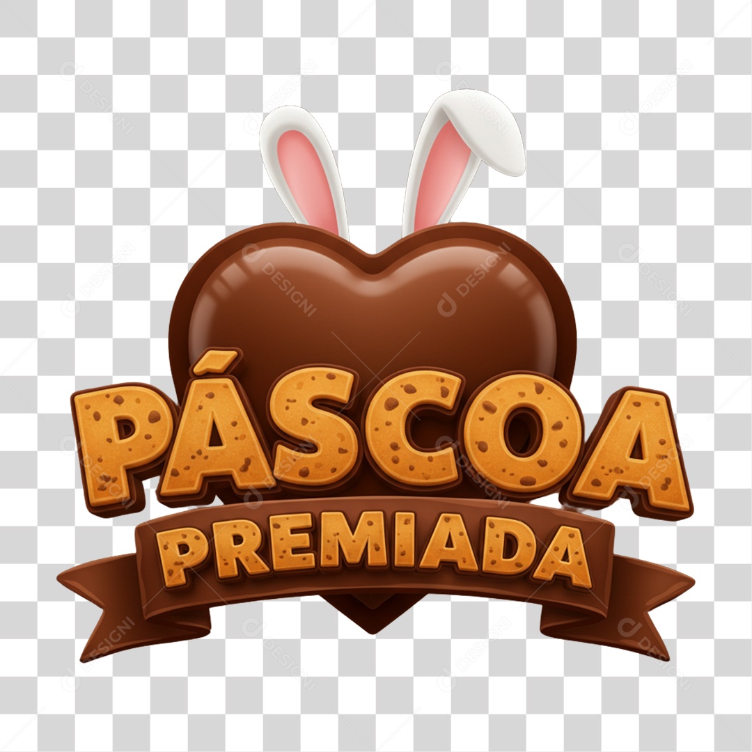 Selo 3D Páscoa Premiada PNG Transparente