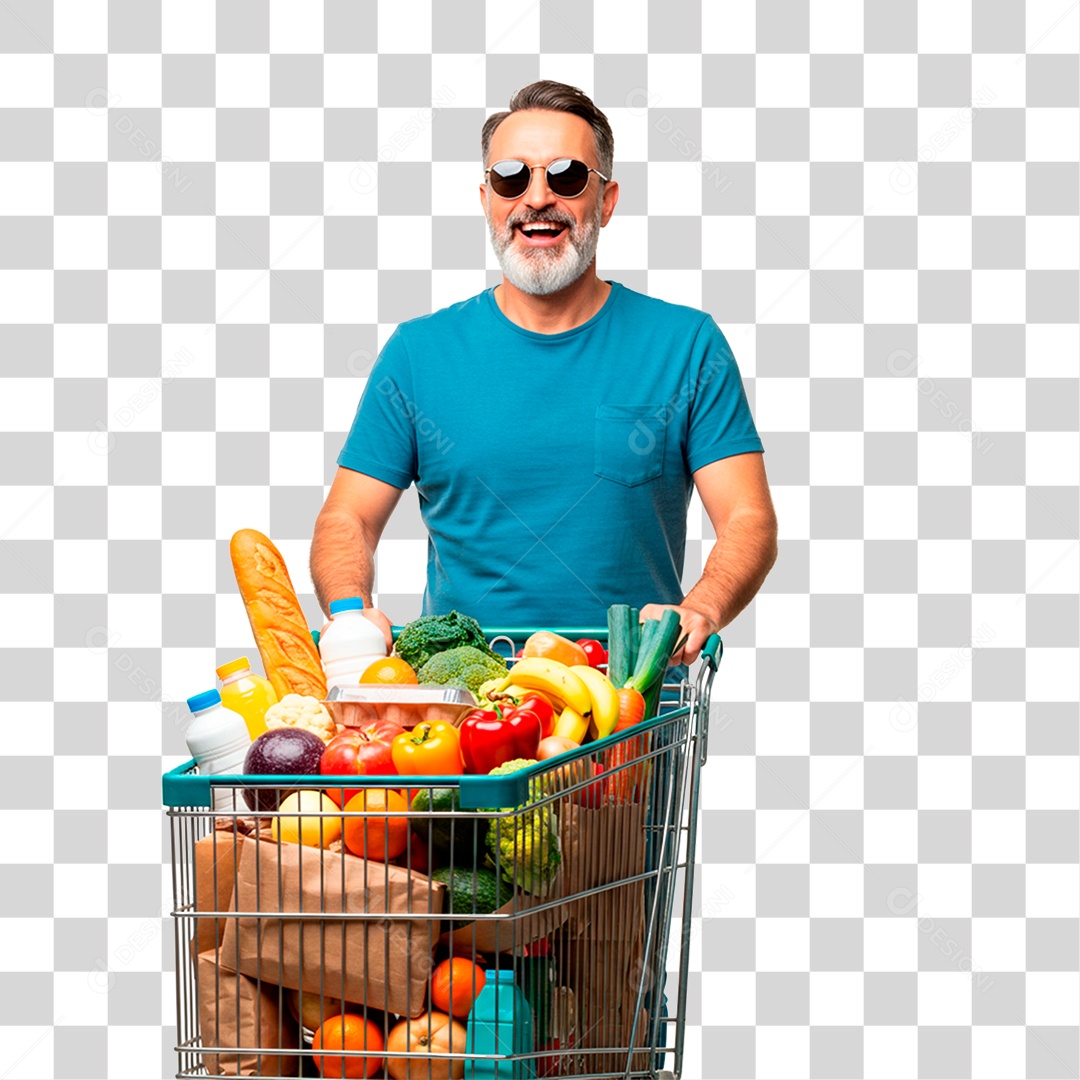 Homem Empurrando Carrinho PNG Transparente