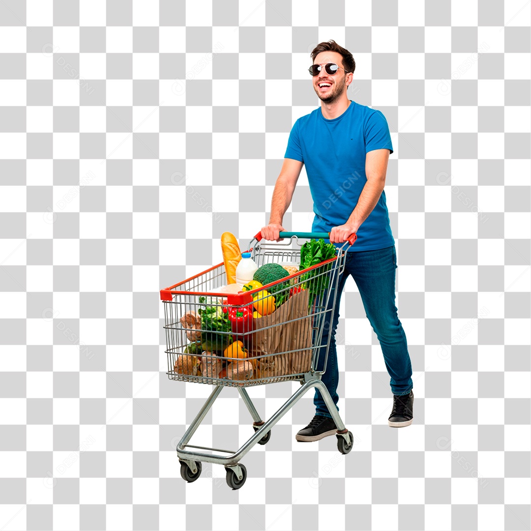 Homem Empurrando Carrinho PNG Transparente