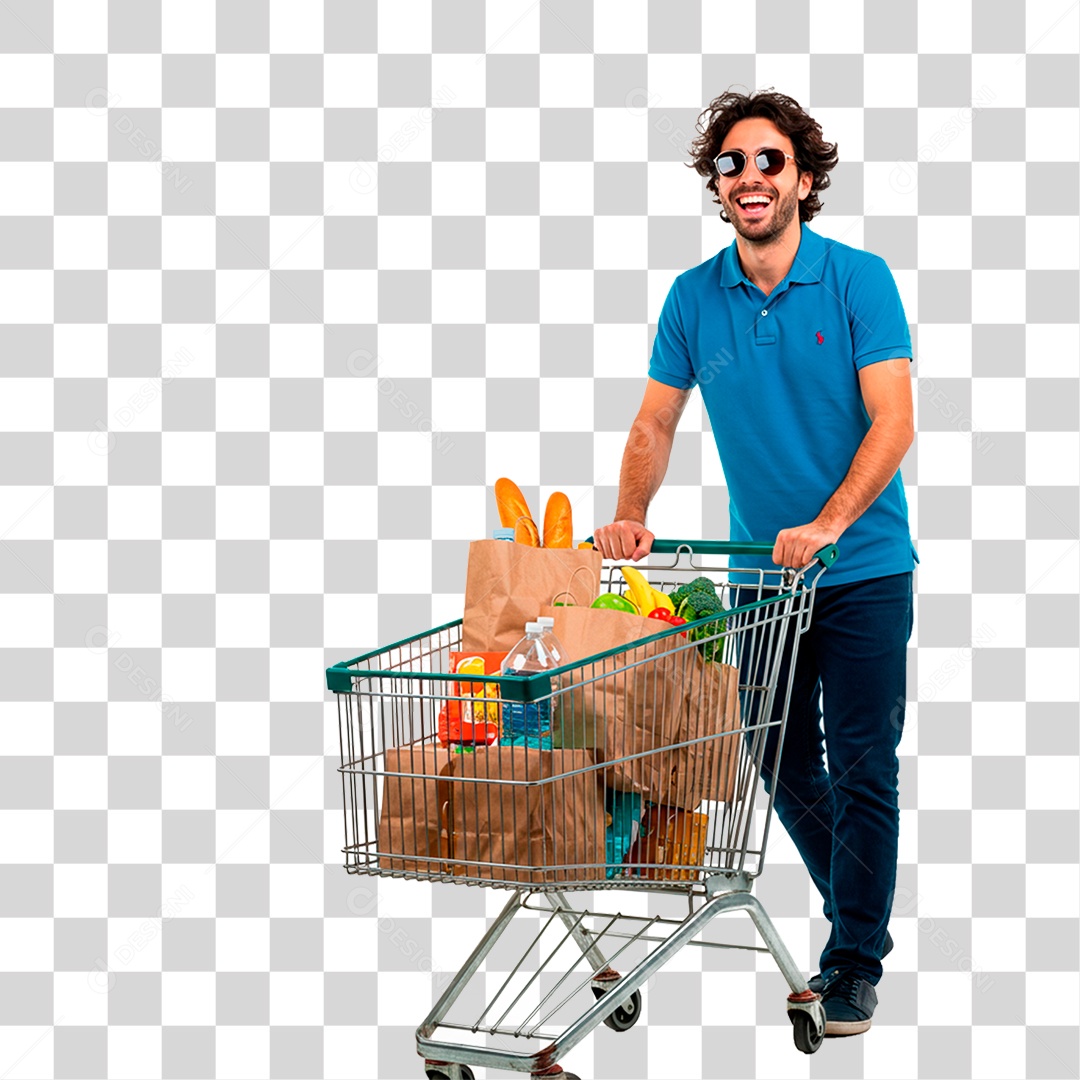 Homem Empurrando Carrinho PNG Transparente