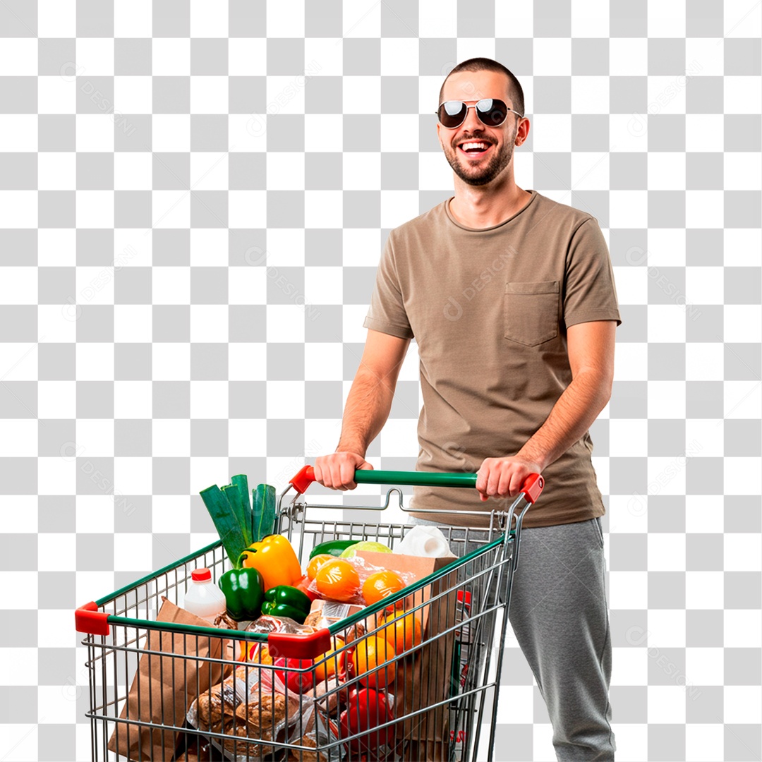 Homem Empurrando Carrinho PNG Transparente