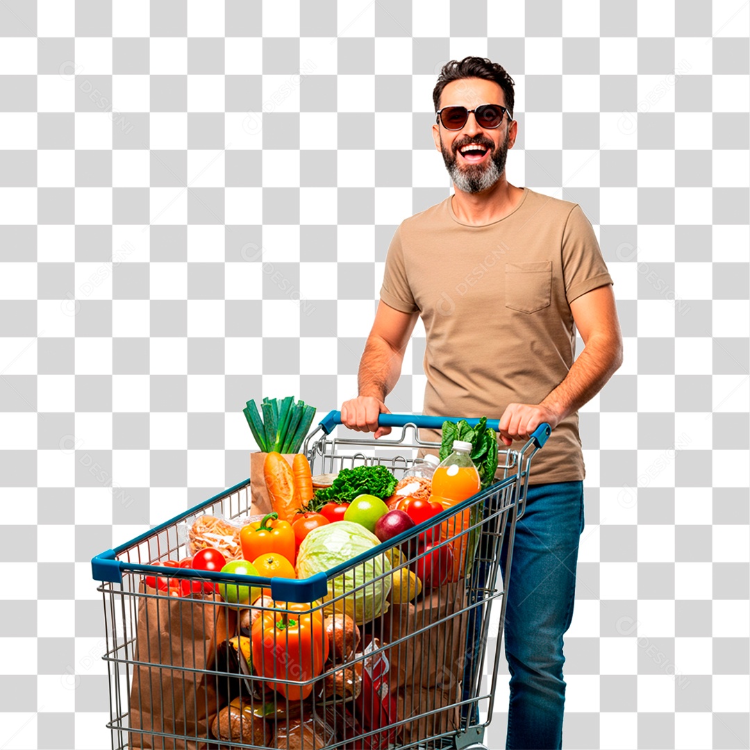 Homem Empurrando Carrinho PNG Transparente