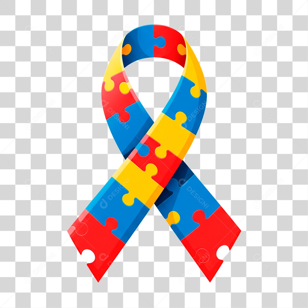 Fita com as Cores do Autismo PNG Transparente