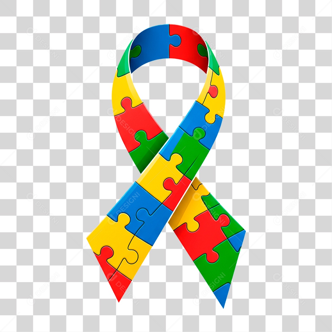 Fita com as Cores do Autismo PNG Transparente