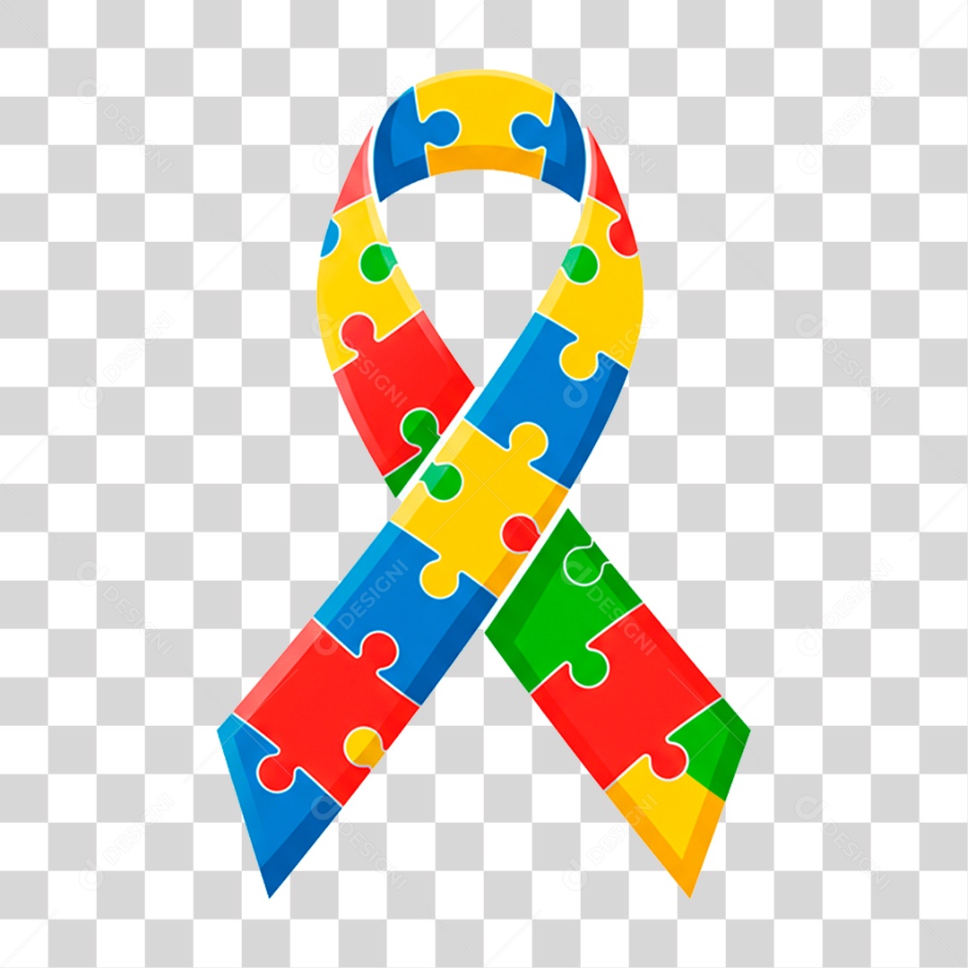 Fita com as Cores do Autismo PNG Transparente