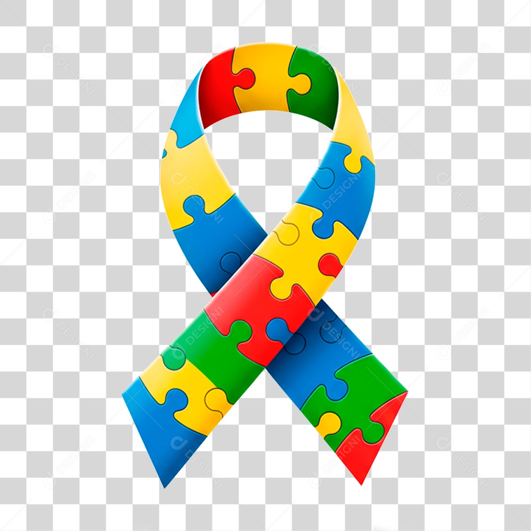 Fita Com As Cores do Autismo PNG Transparente