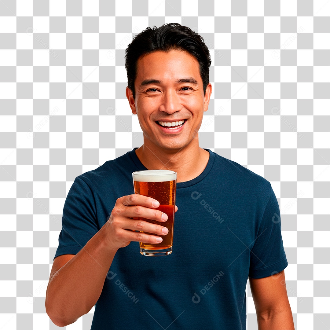 Homem Segurando Copo de Cerveja PNG Transparente
