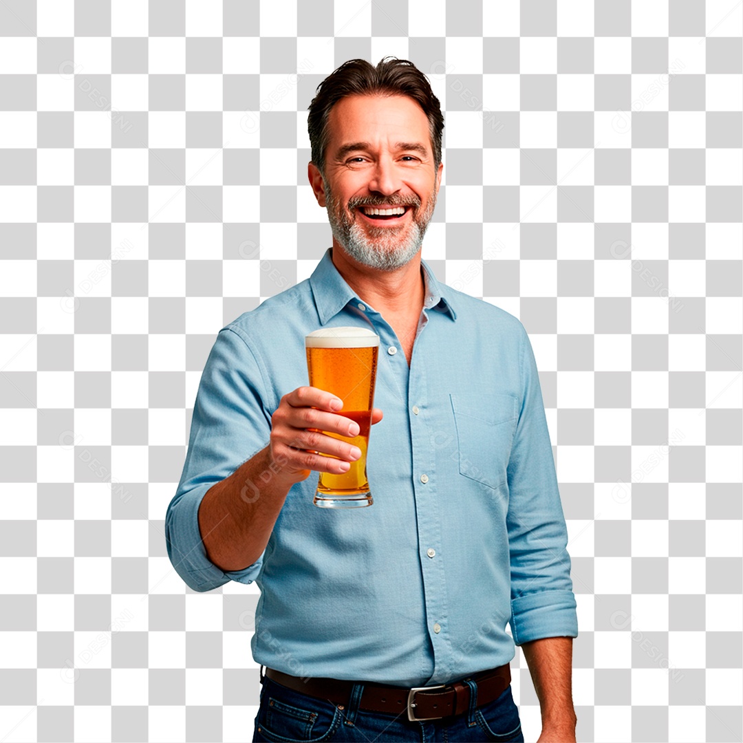 Homem Segurando Copo de Cerveja PNG Transparente