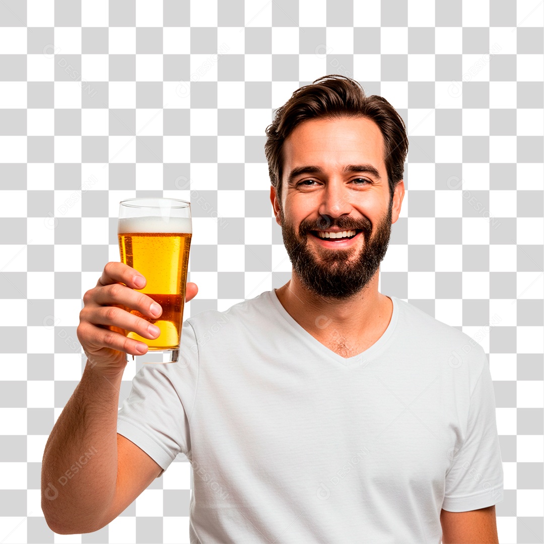 Homem Segurando Copo de Cerveja PNG Transparente