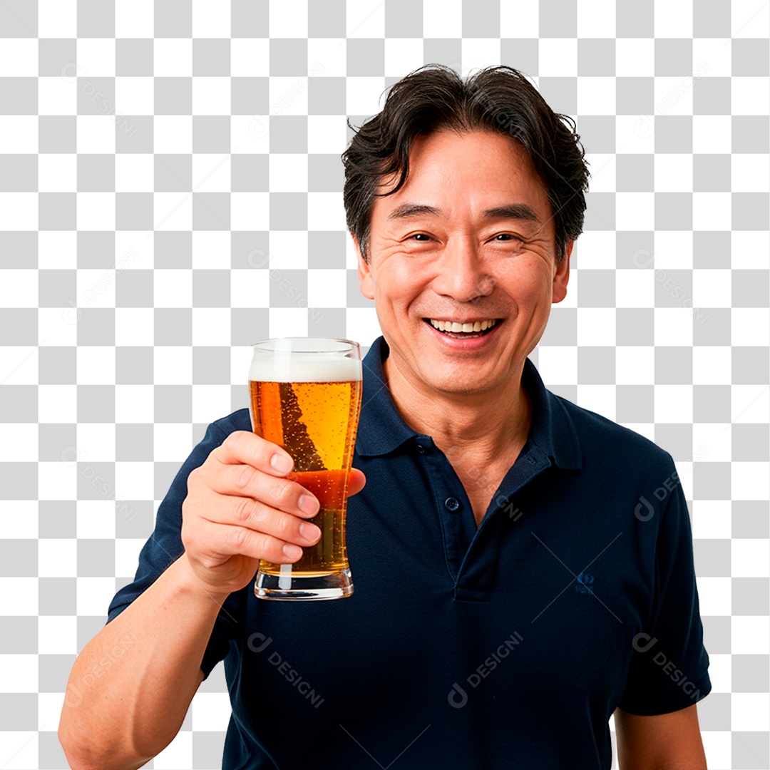 Homem Segurando Copo de Cerveja PNG Transparente