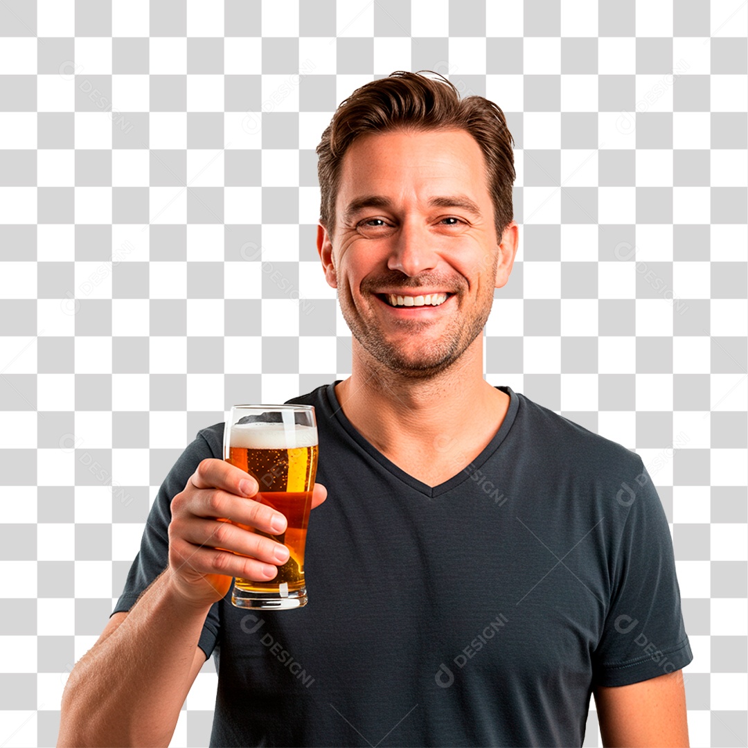 Homem Segurando Copo de Cerveja PNG Transparente