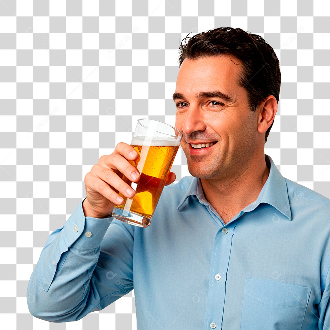 Homem Segurando Copo de Cerveja PNG Transparente