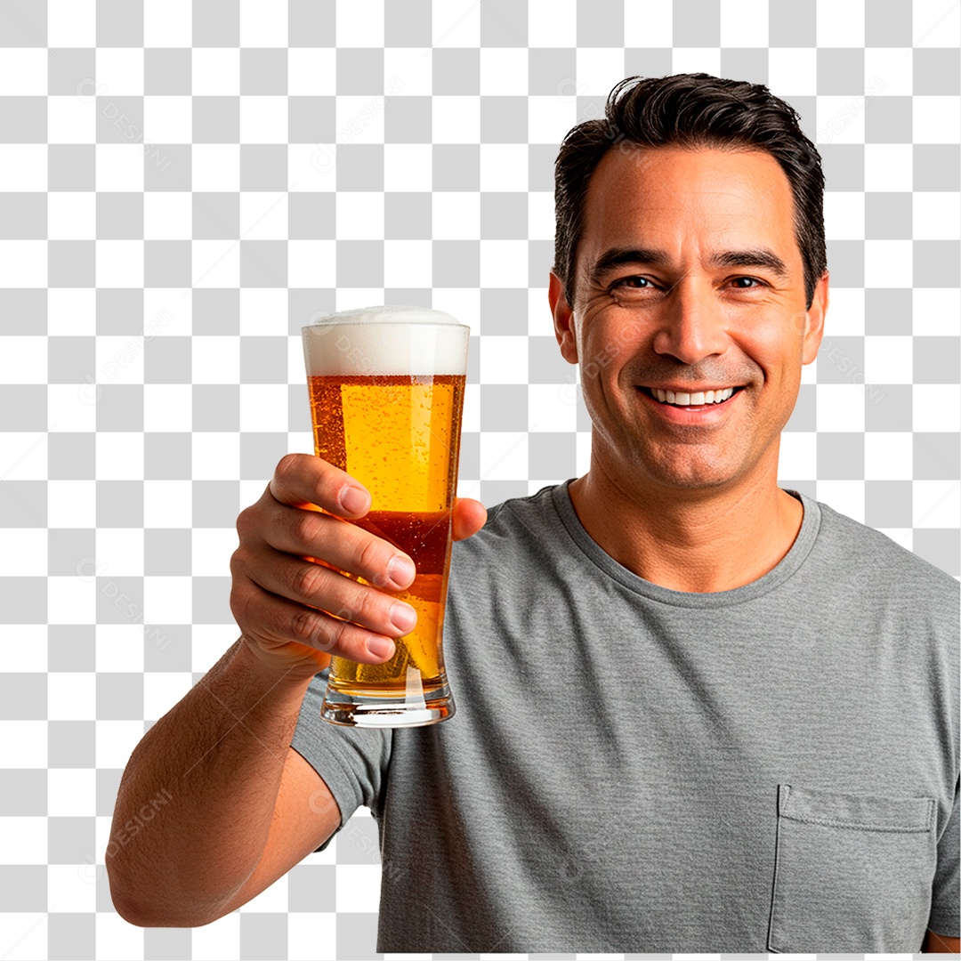 Homem Segurando Copo de Cerveja PNG Transparente
