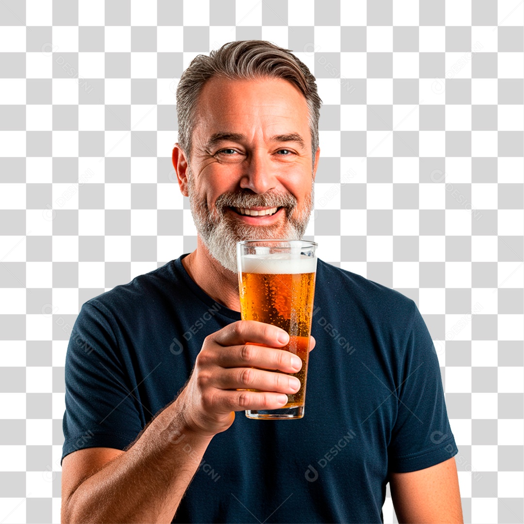 Homem Segurando Copo de Cerveja PNG Transparente