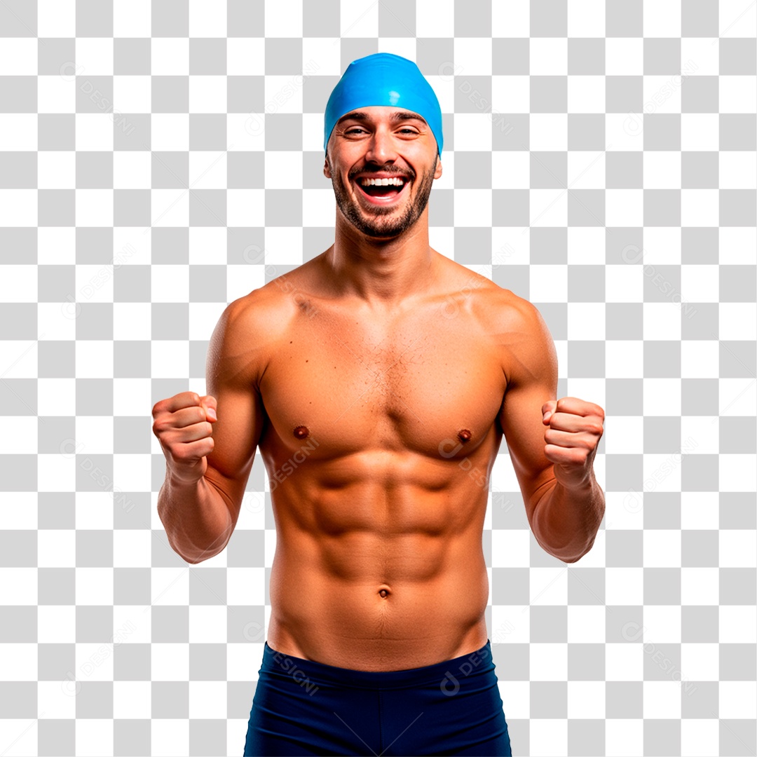 Homem com Traje de Natação PNG Transparente