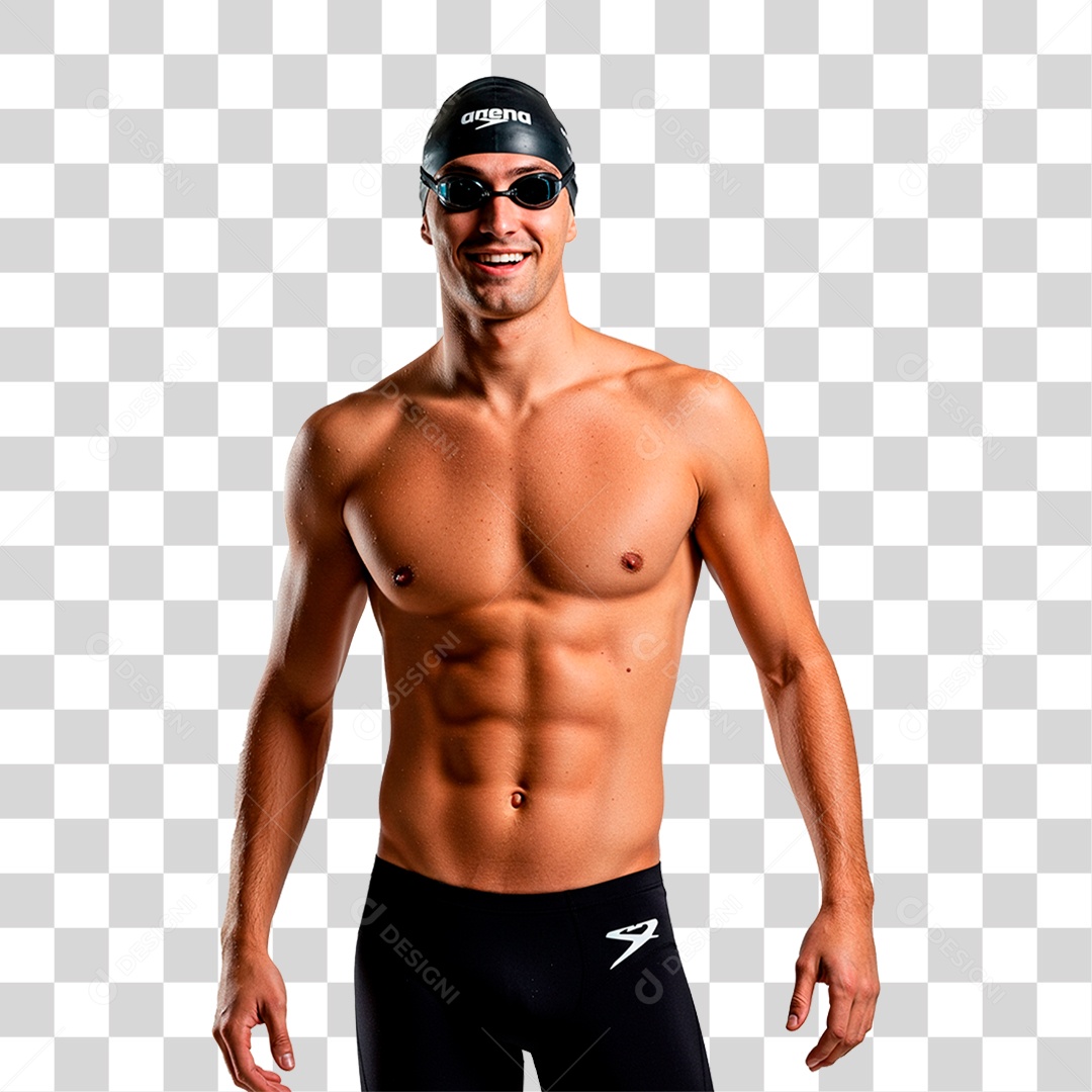 Homem com Traje de Natação PNG Transparente