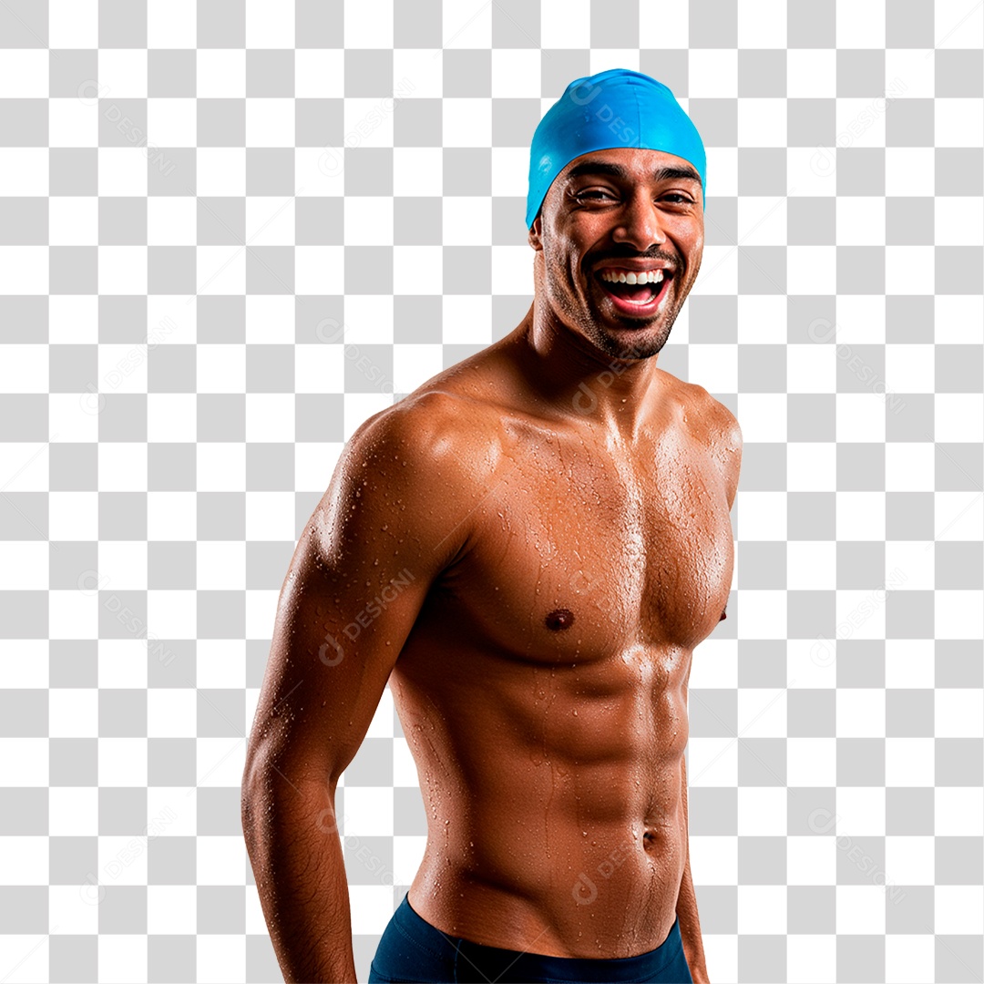 Homem com Traje de Natação PNG Transparente