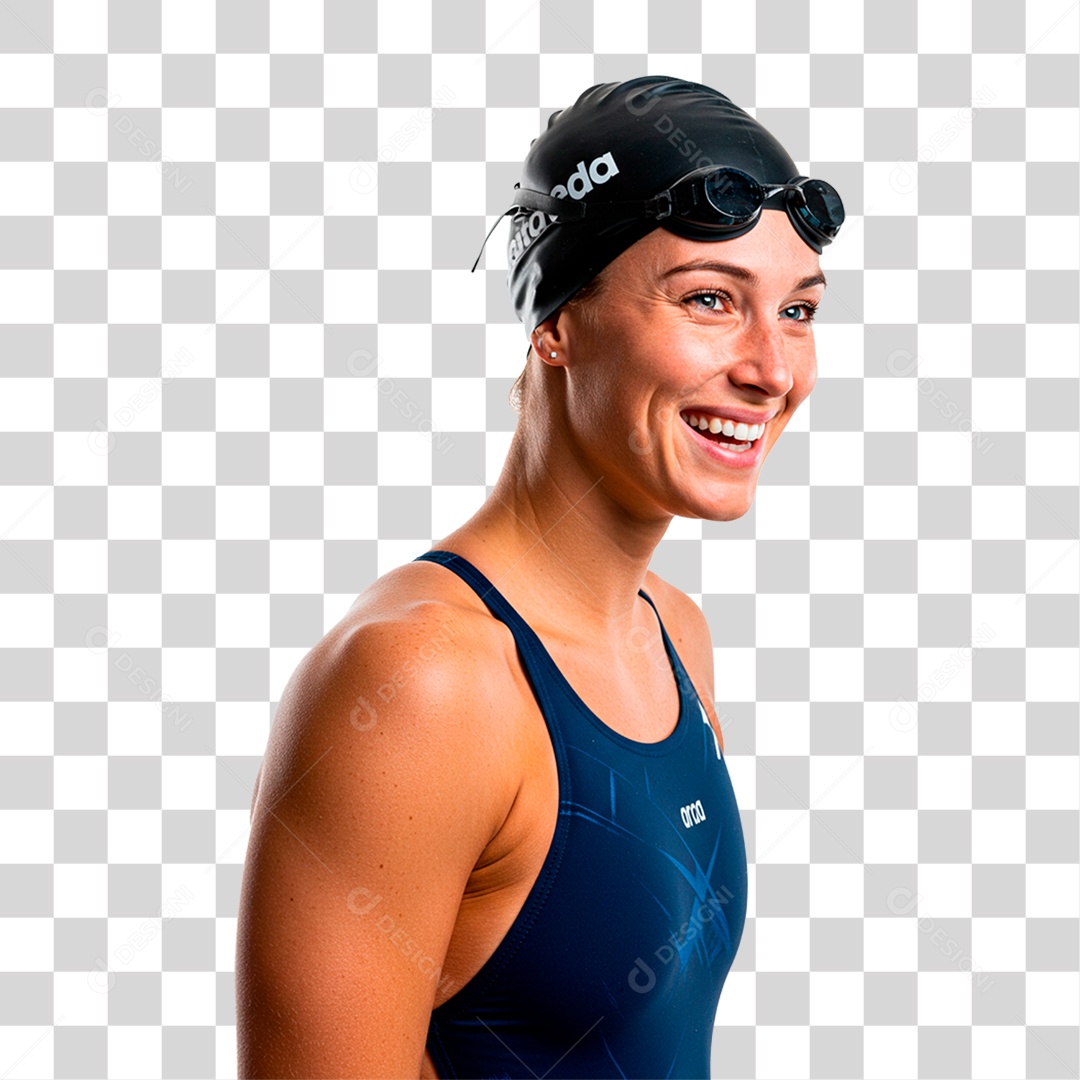 Mulher com Óculos de Natação PNG Transparente