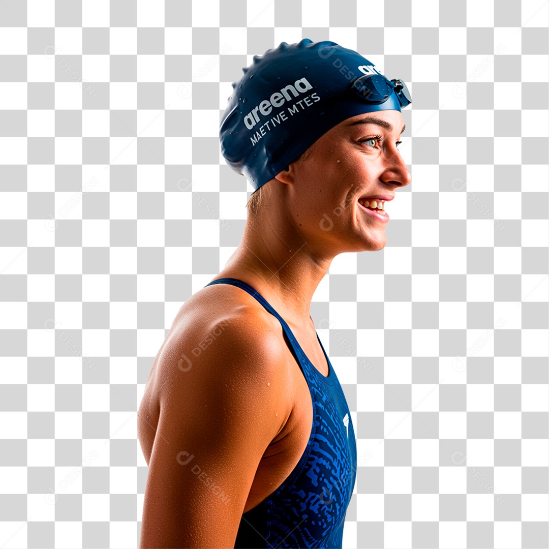Mulher com Óculos de Natação PNG Transparente