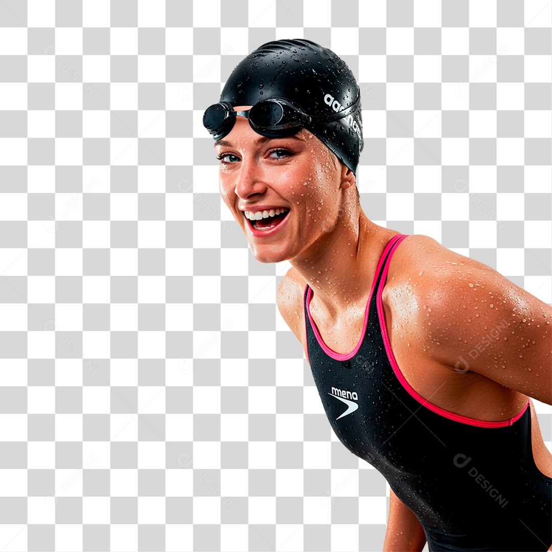 Mulher com Óculos de Natação PNG Transparente