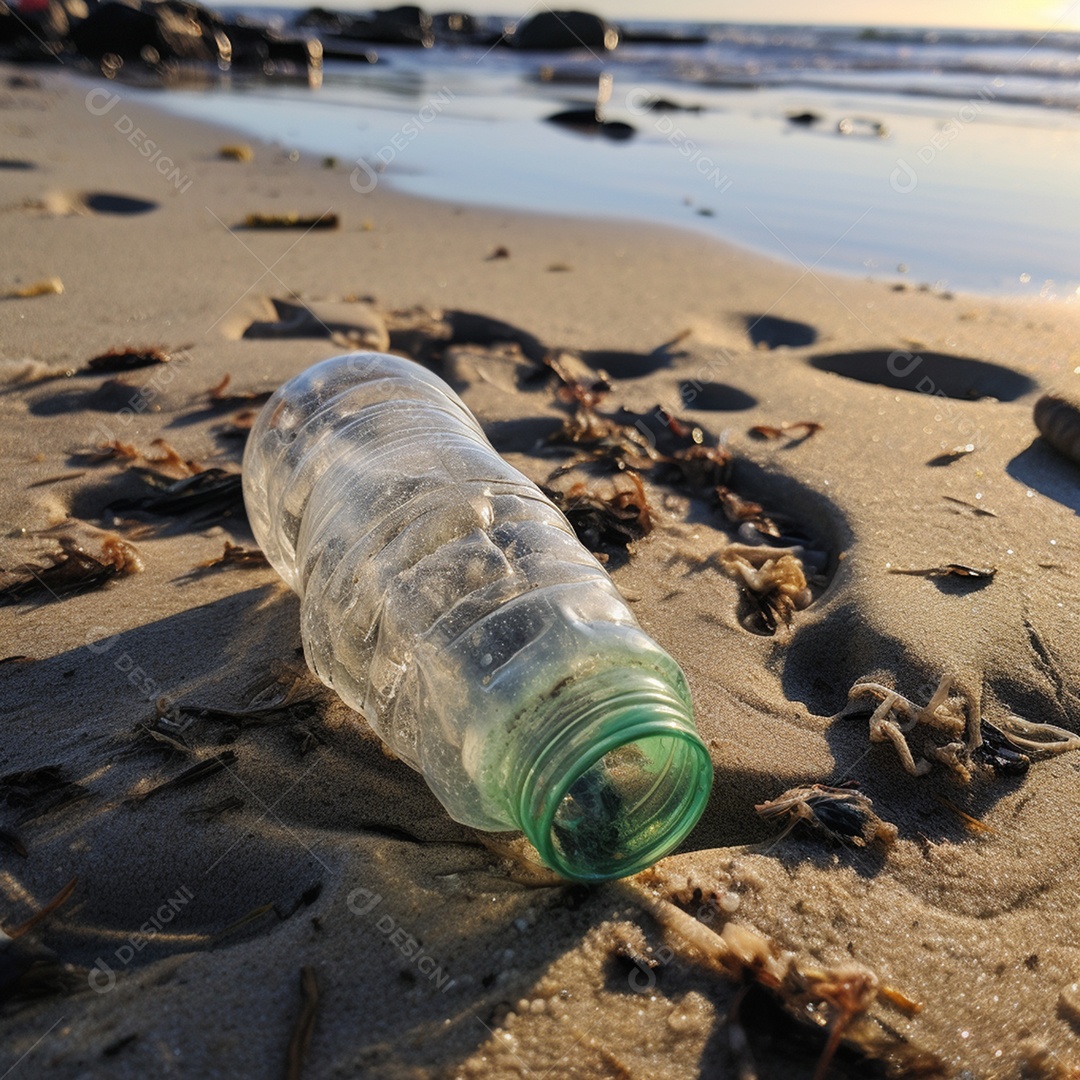 Uma garrafa de água de plástico vazia