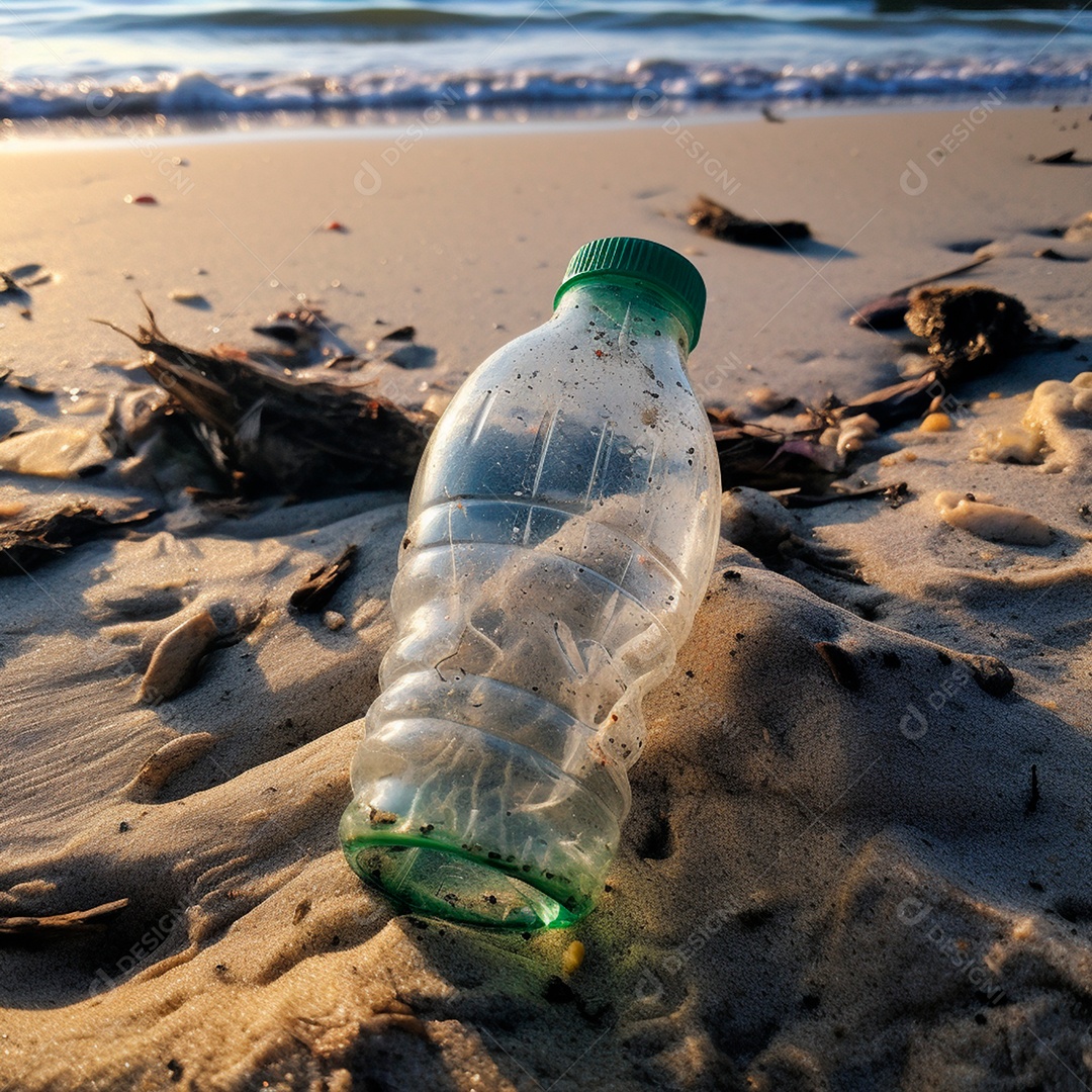 Uma garrafa de água de plástico vazia