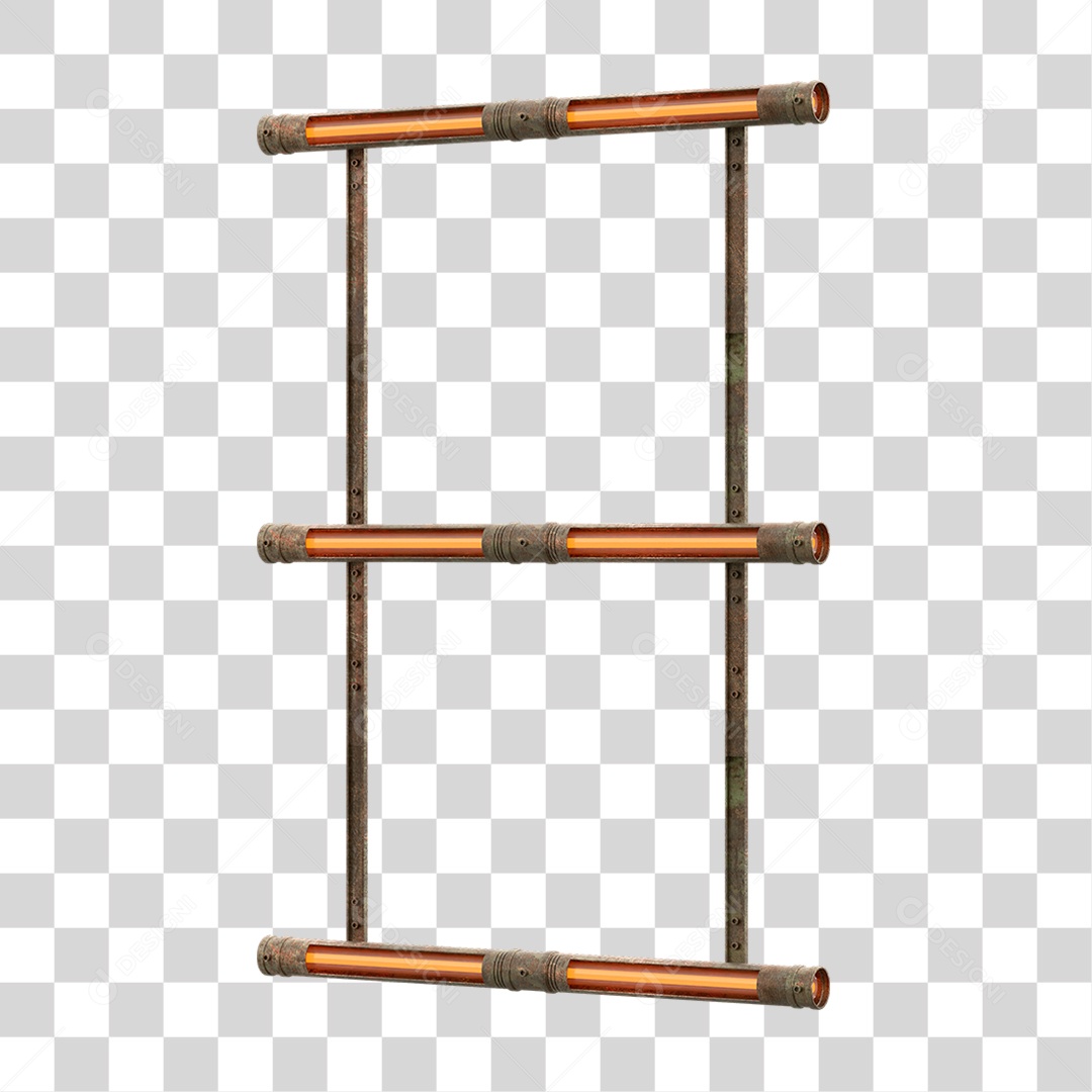 Elemento 3D Placa Suporte Neon PNG Transparente