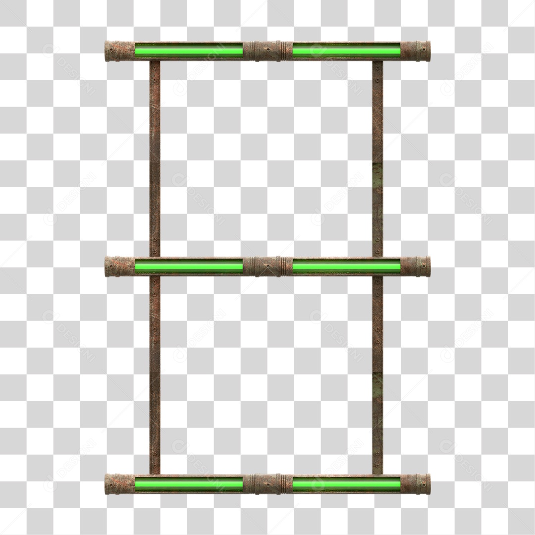 Elemento 3D Placa Suporte Neon PNG Transparente