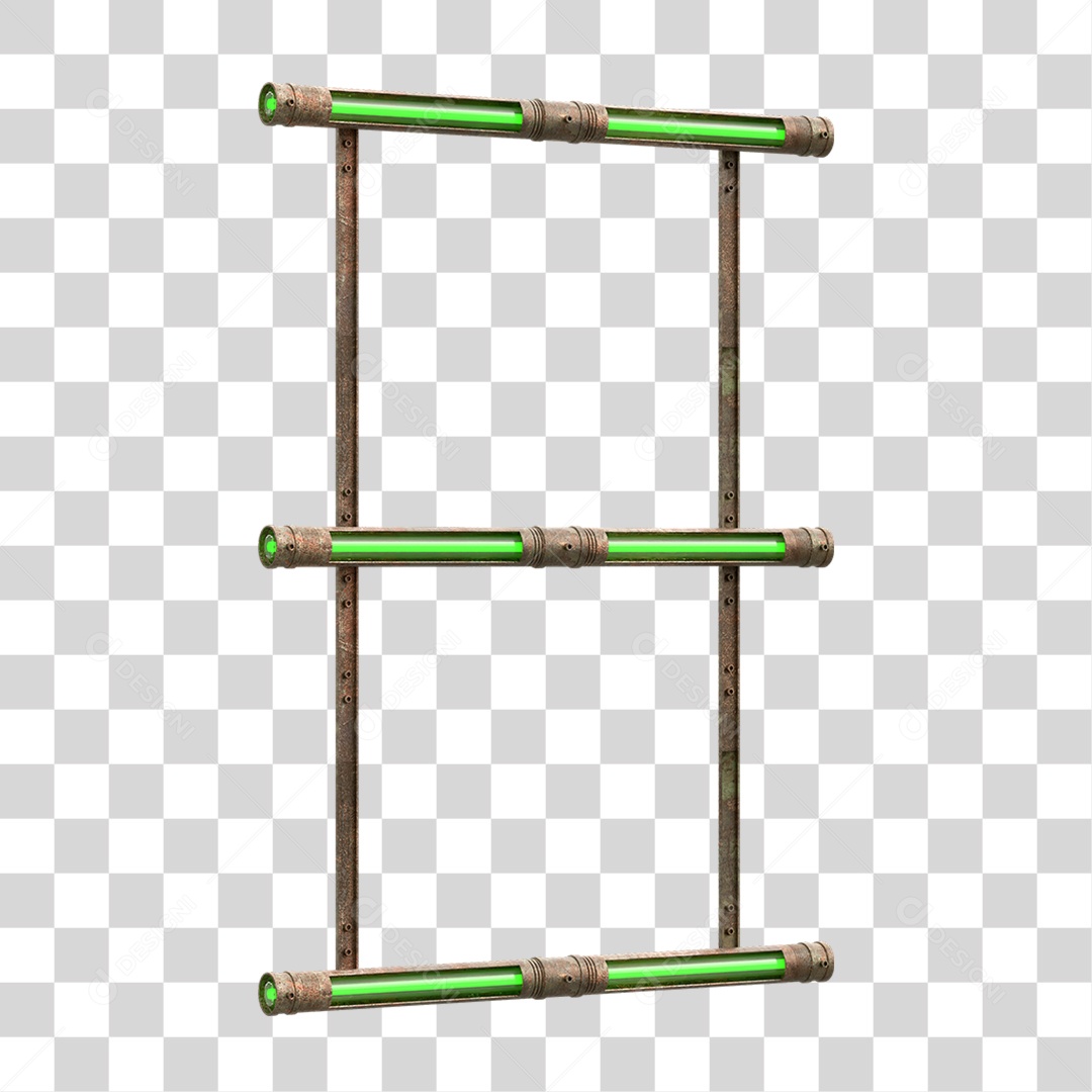 Elemento 3D Placa Suporte Neon PNG Transparente