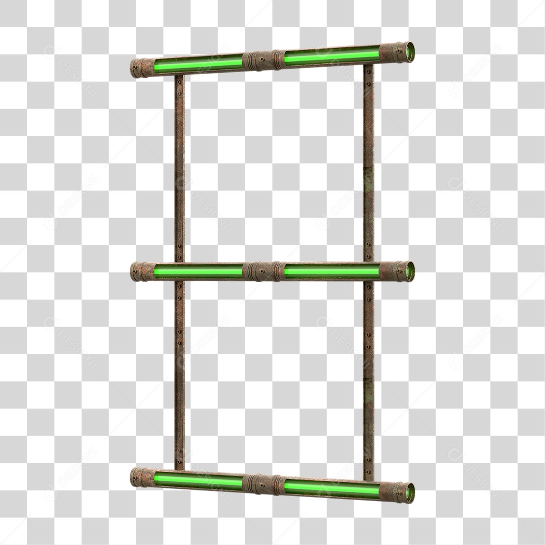 Elemento 3D Placa Suporte Neon PNG Transparente