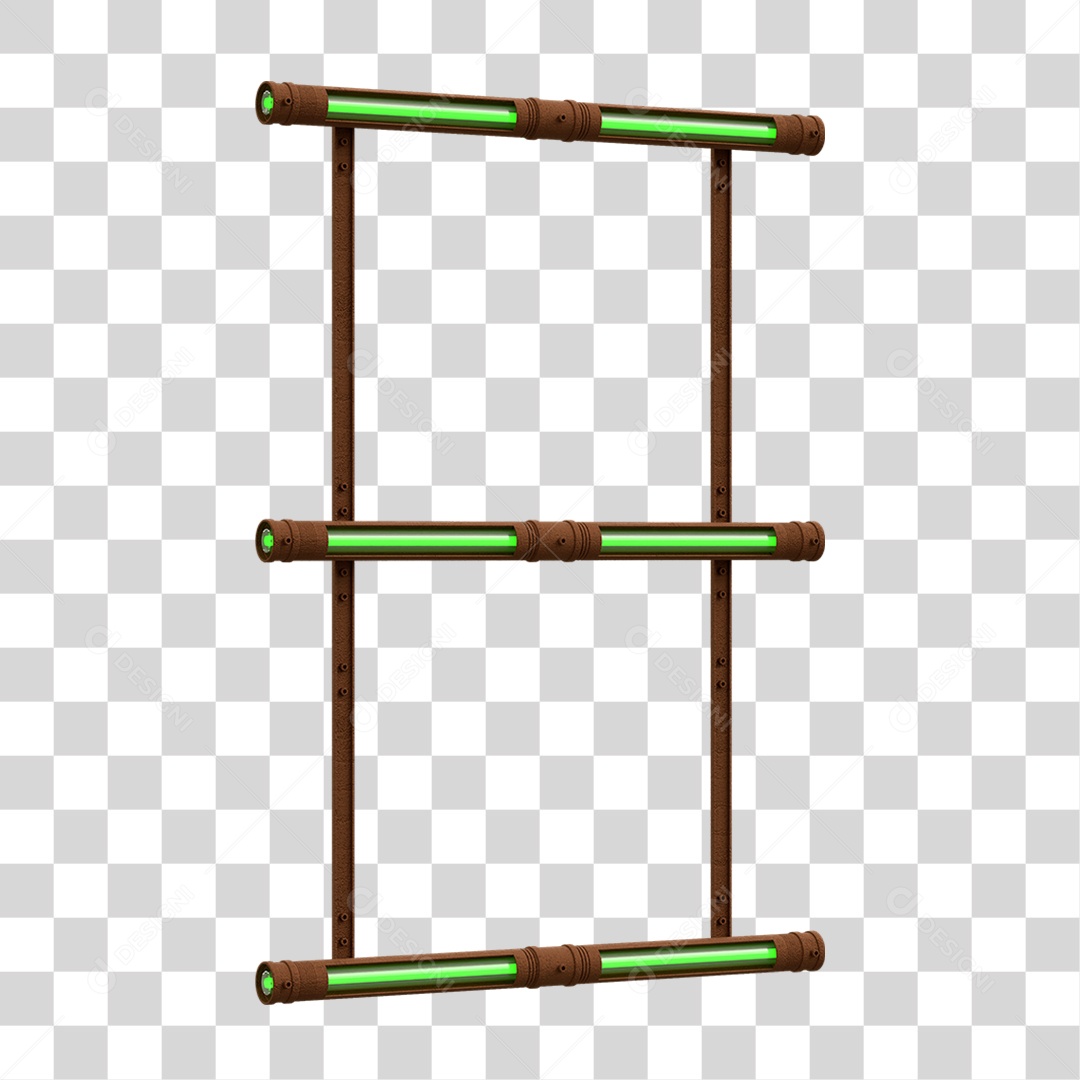 Elemento 3D Placa Suporte Neon PNG Transparente