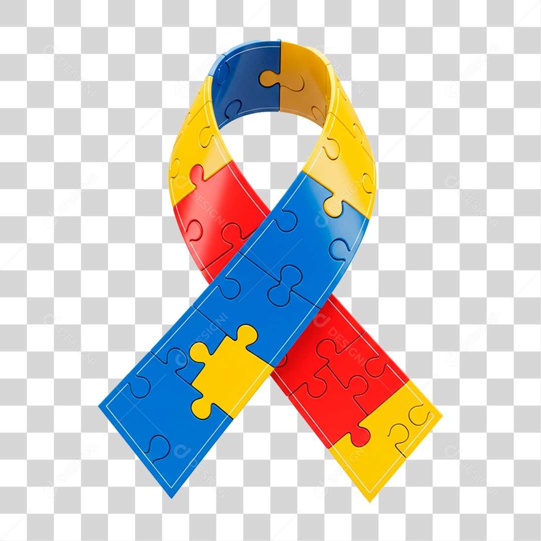 Fita com as Cores do Autismo PNG Transparente