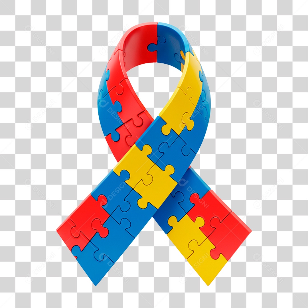 Fita com as Cores do Autismo PNG Transparente