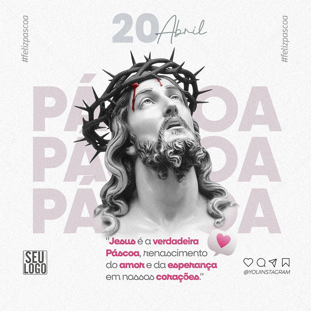 Feliz Páscoa 20 de Abril Social Media PSD Editável