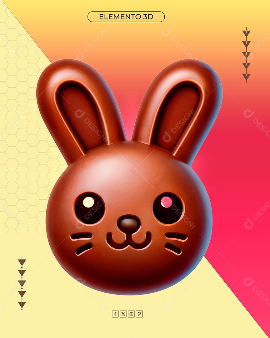 Coelho de Chocolate Elementos de Páscoa PSD