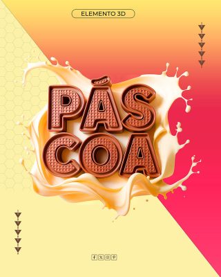 Selo 3D Páscoa Para Composição PSD