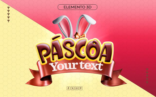 Selo 3D Páscoa Para Composição PSD