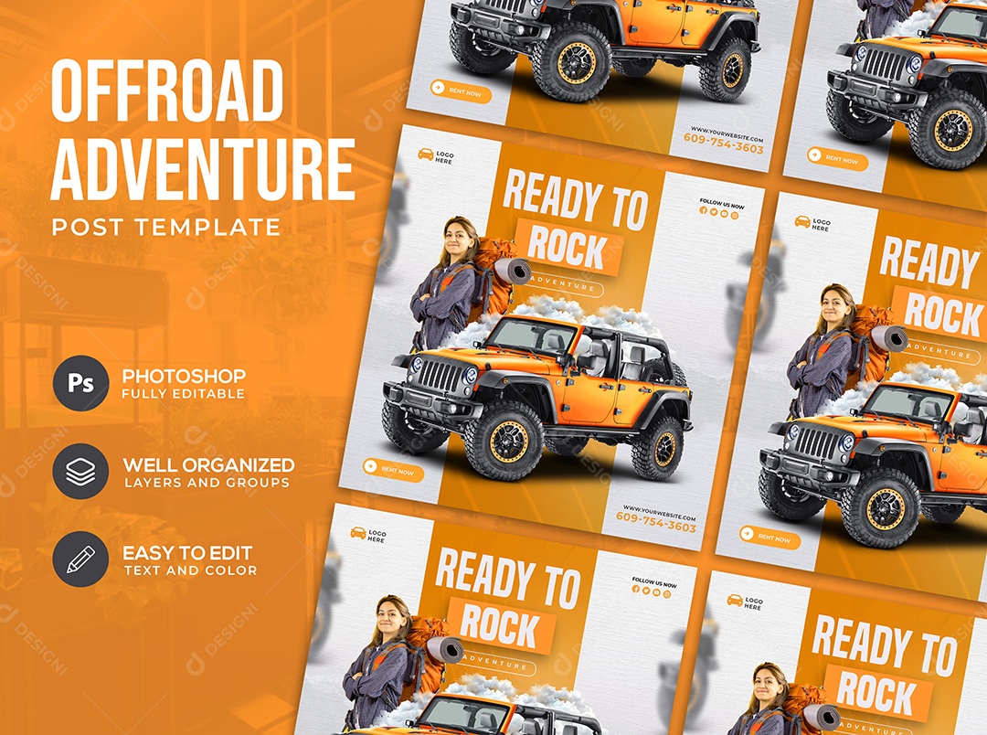 Aventura Off Roadde Pronto Para o Rock Social Media PSD Editável