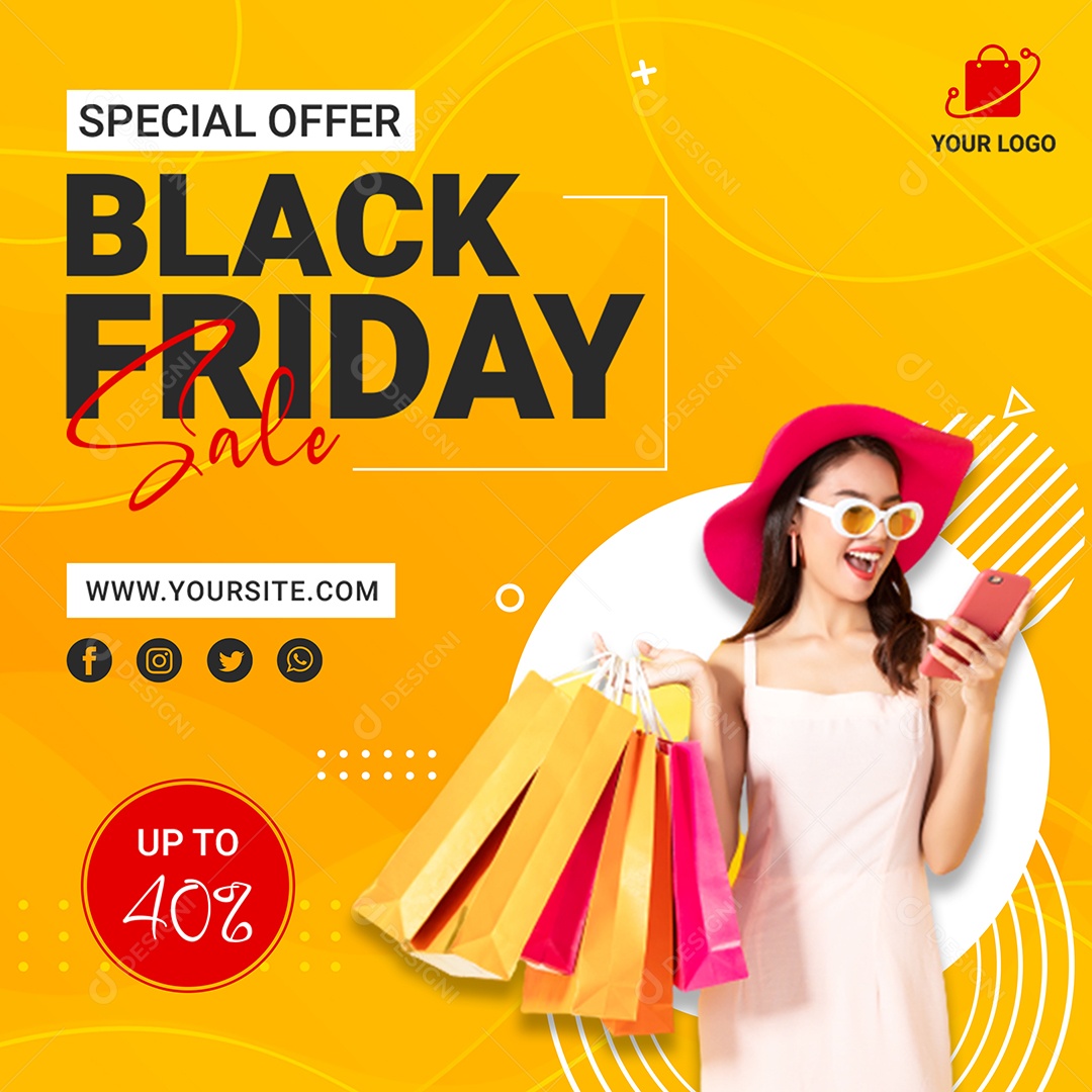 Sexta Feira Preta Oferta Especial Social Media PSD Editável