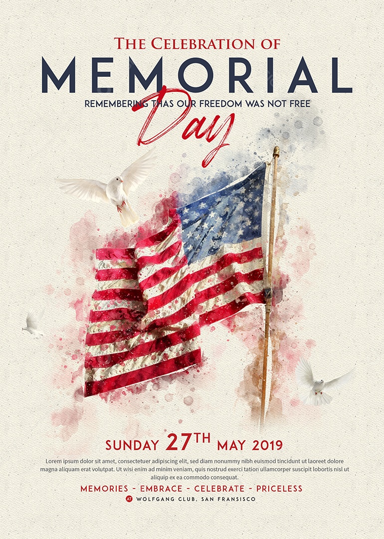 Dia do Memorial dos Estados Unidos 30 de Maio Social Media PSD Editável