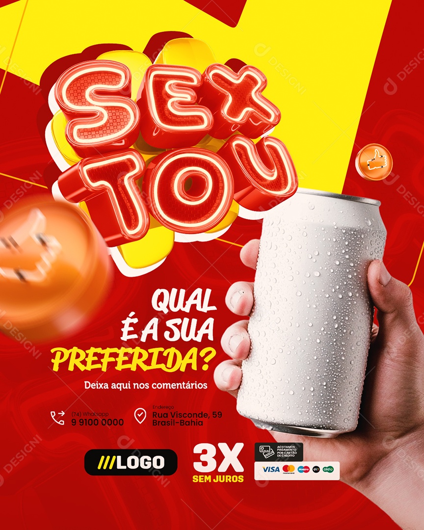Sextou Cervejaria Qual é a Sua Preferida Social Media PSD Editável