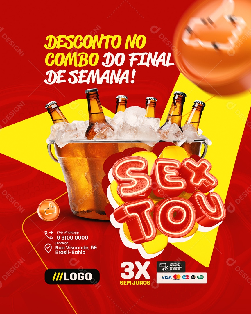 Sextou Cervejaria Desconto no Combo do Final de Semana Social Media PSD Editável