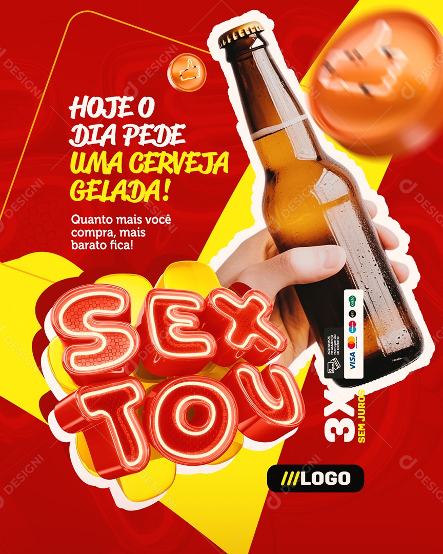 Sextou Cervejaria Hoje o Dia Pede Uma Cerveja Gelada Social Media PSD Editável
