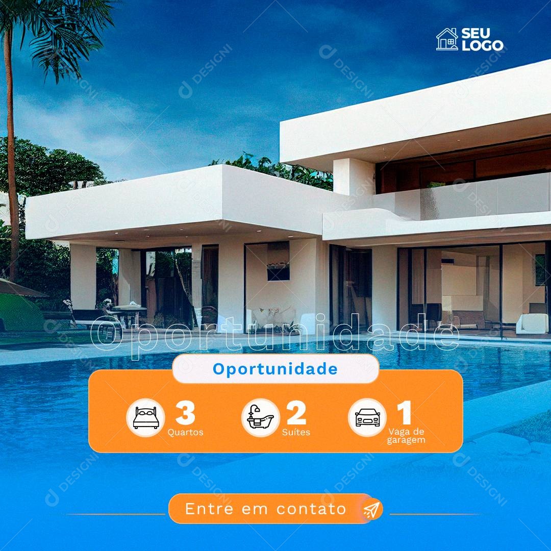 Imobiliária Oportunidade Entre Em Contato Social Media PSD Editável
