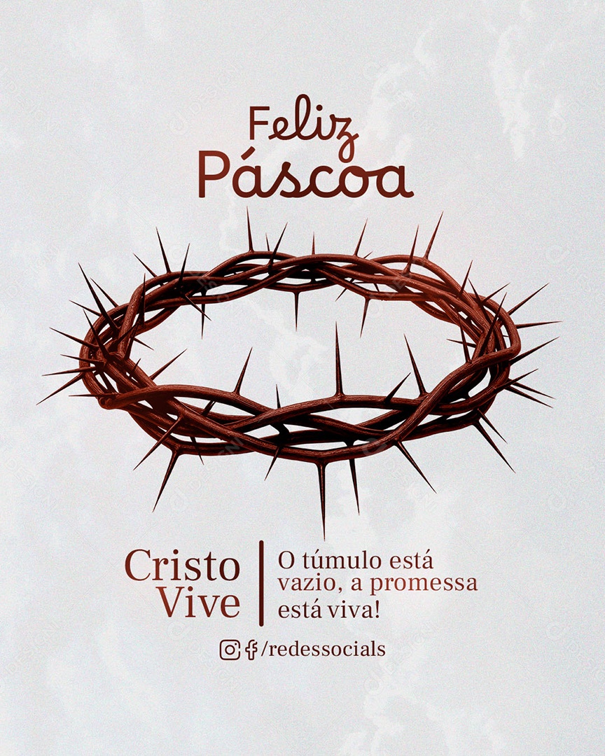 Flyer Feliz Páscoa Cristo Vive Social Media PSD Editável