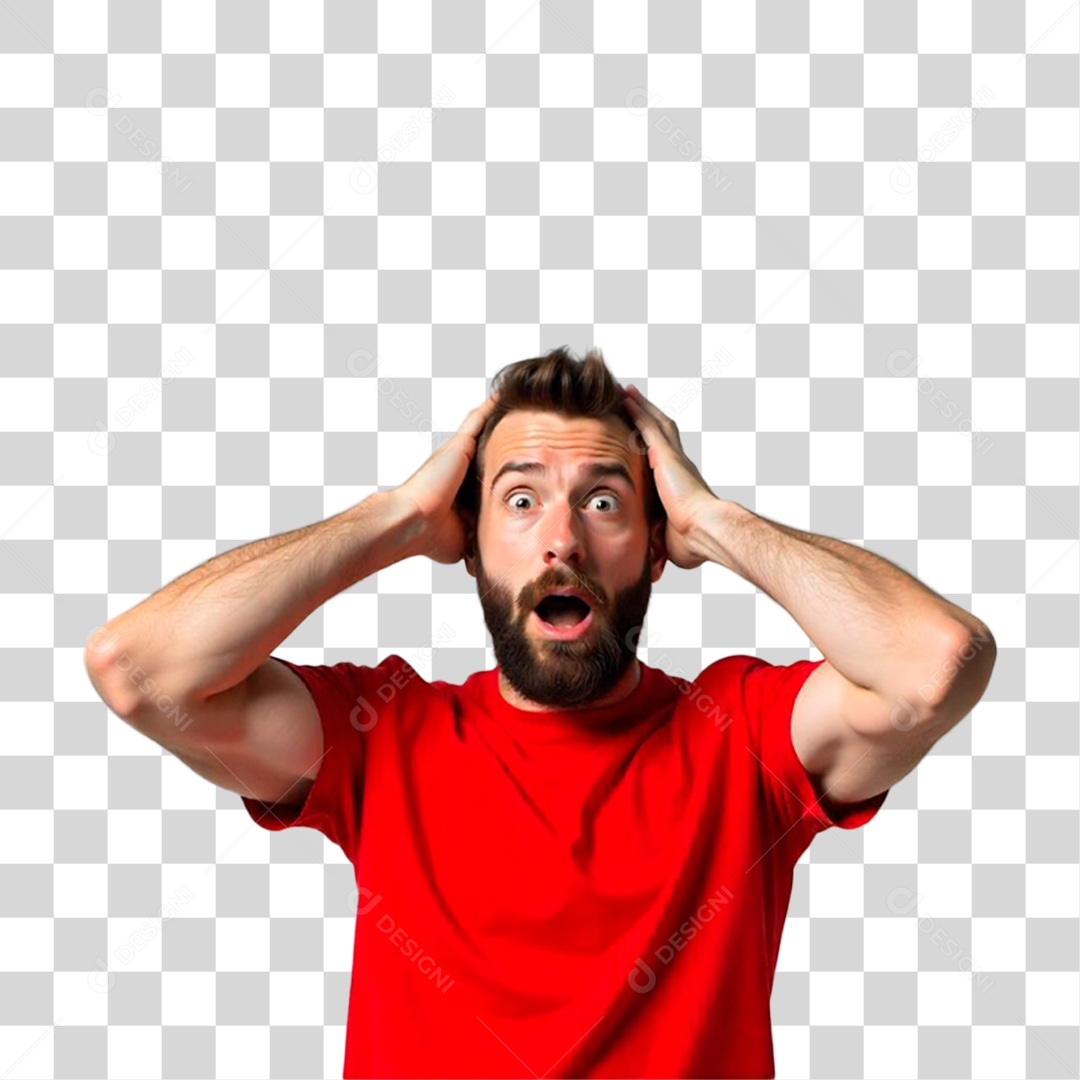 Homem com a Mão na Cabeça PNG Transparente