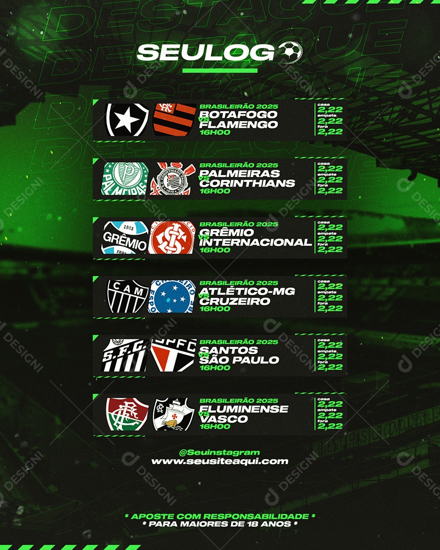 Feed Flyer Jogo De Futebol Social Mídia PSD Editável