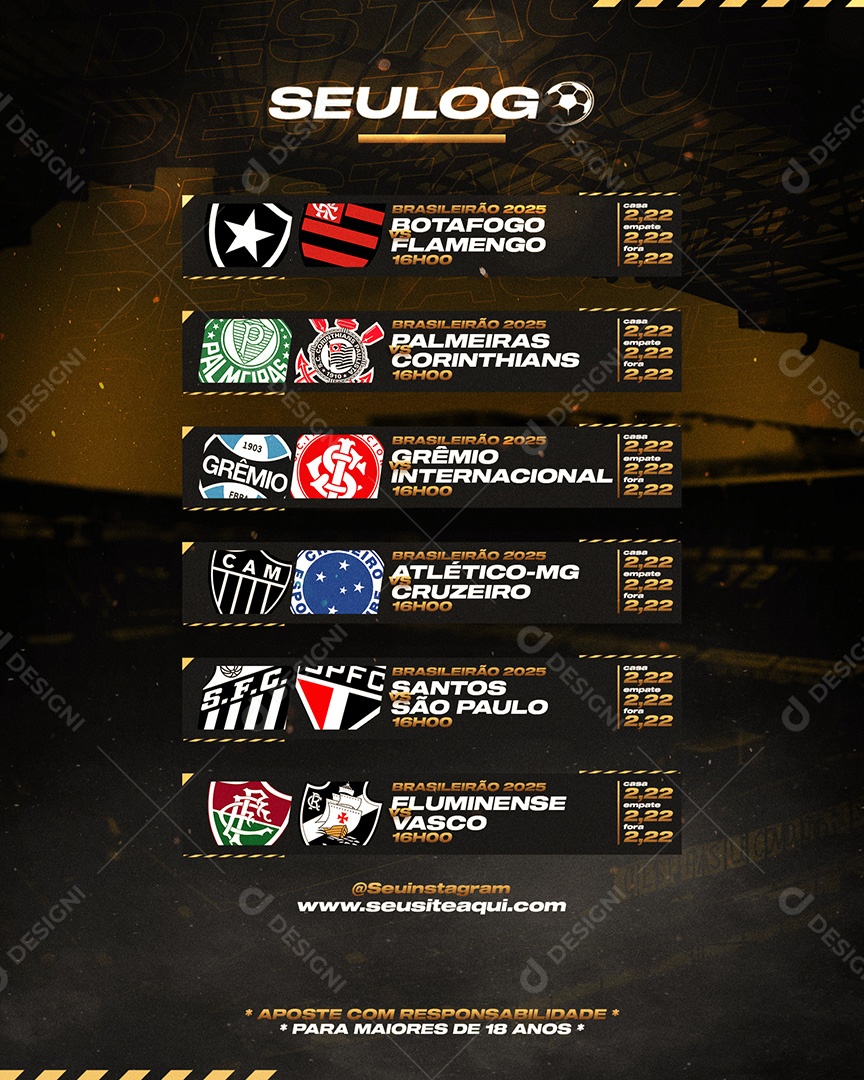 Feed Flyer Jogo De Futebol Social Mídia PSD Editável