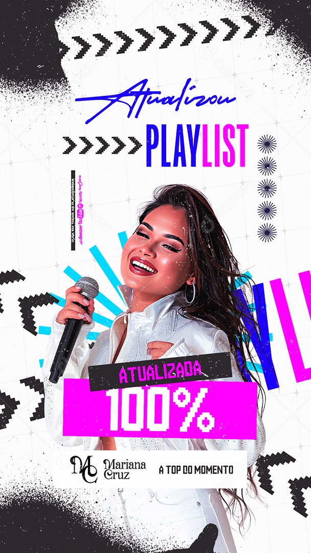 Story Flyer Atualizou Playlist Mariana Cruz Social Media PSD Editável